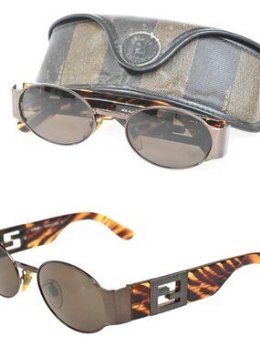 FENDI FF Logos Sunglasses Eye Wear Plastic Metal Brown Italy FENDI FF Logos Sunglasses Eye Wear Plastic Metal Brown Italy  main image 4